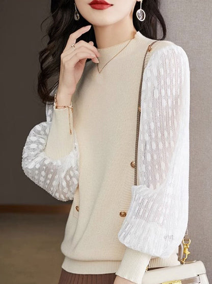 Celestia Top | Damen Strick-Top mit Laternenärmeln