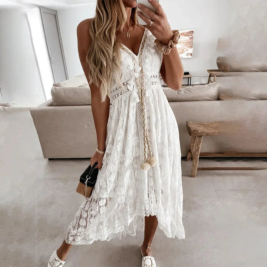 Boho-Spitzenkleid mit Quasten