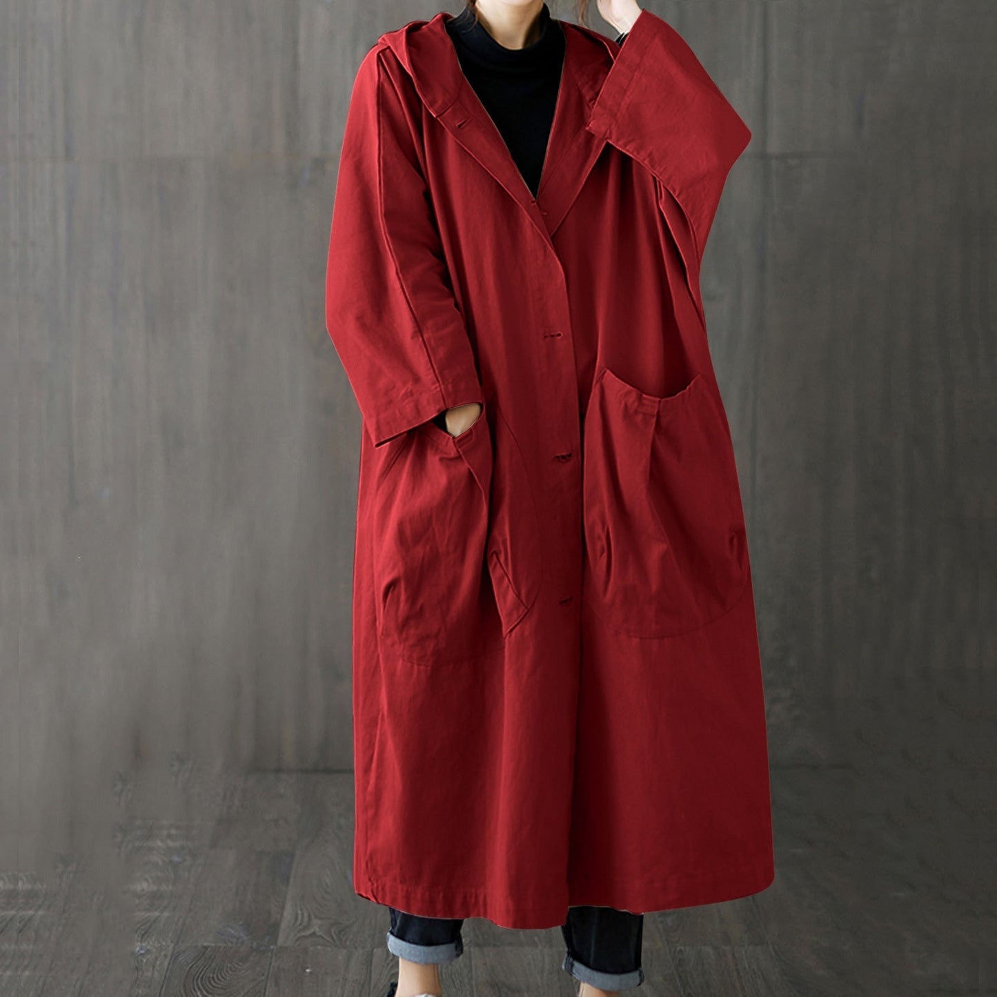 Winddichter Trenchcoat in Übergröße mit Taschen für Damen