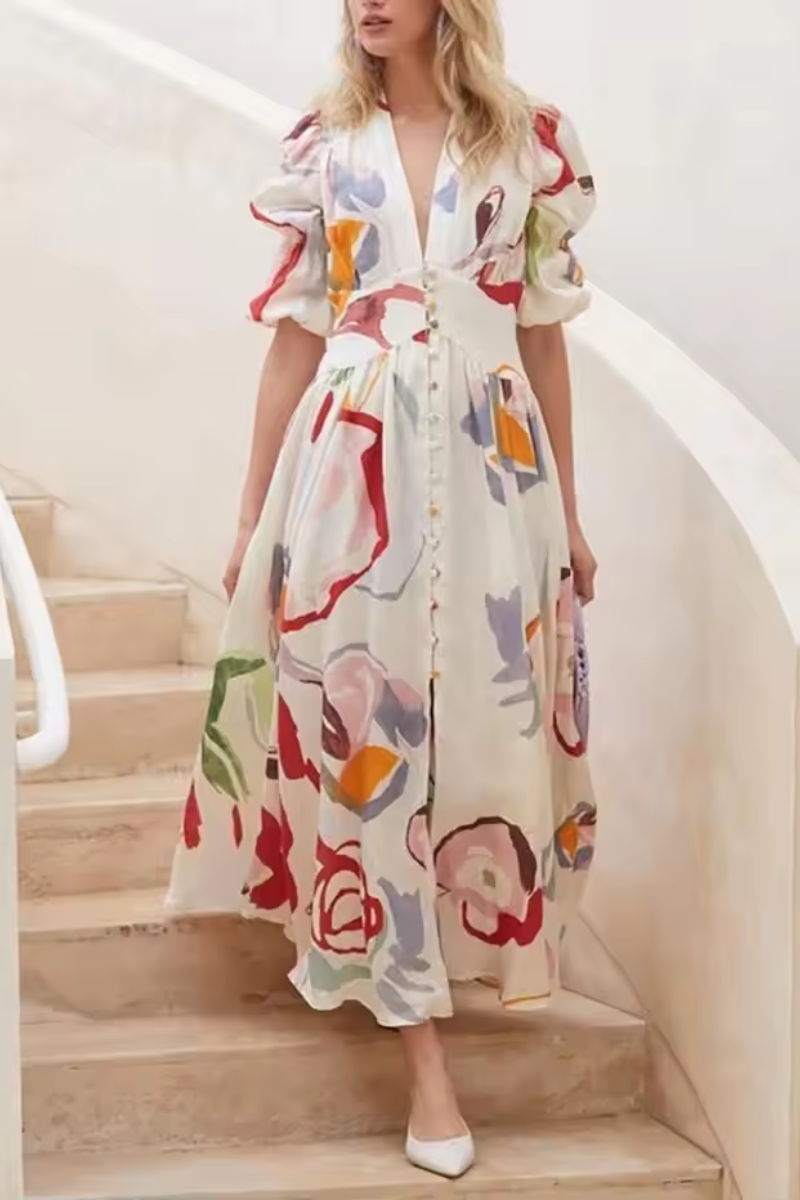 Isla | Bedrucktes langes Strandkleid für Frauen