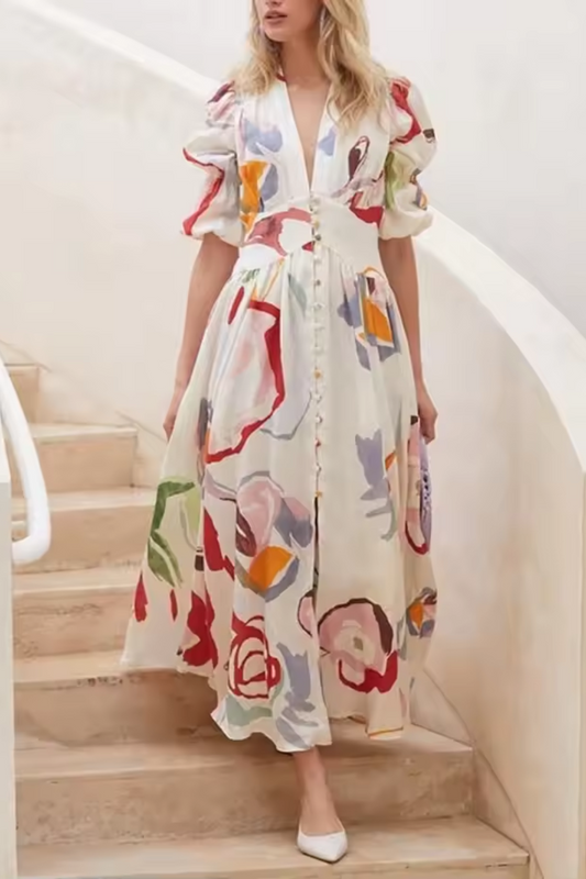 Isla | Bedrucktes langes Strandkleid für Frauen