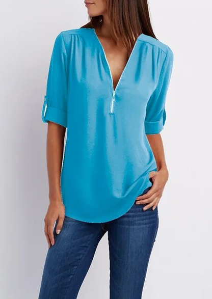 Leona | Elegante Bluse mit V-Ausschnitt für Frauen