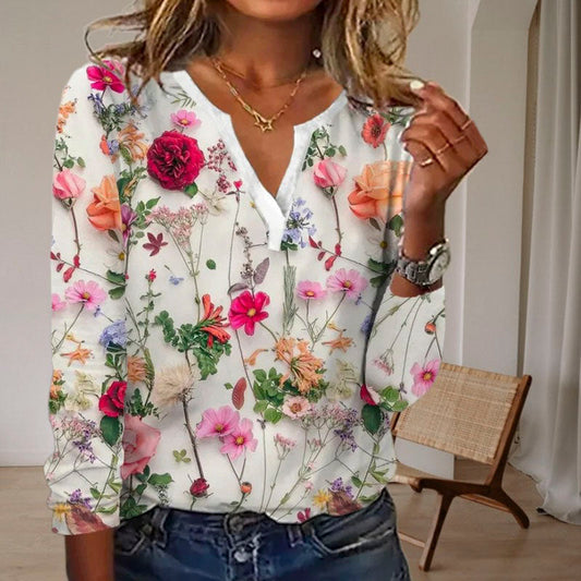 Wanita Bluse | Langärmelige Bluse mit Blumenmuster