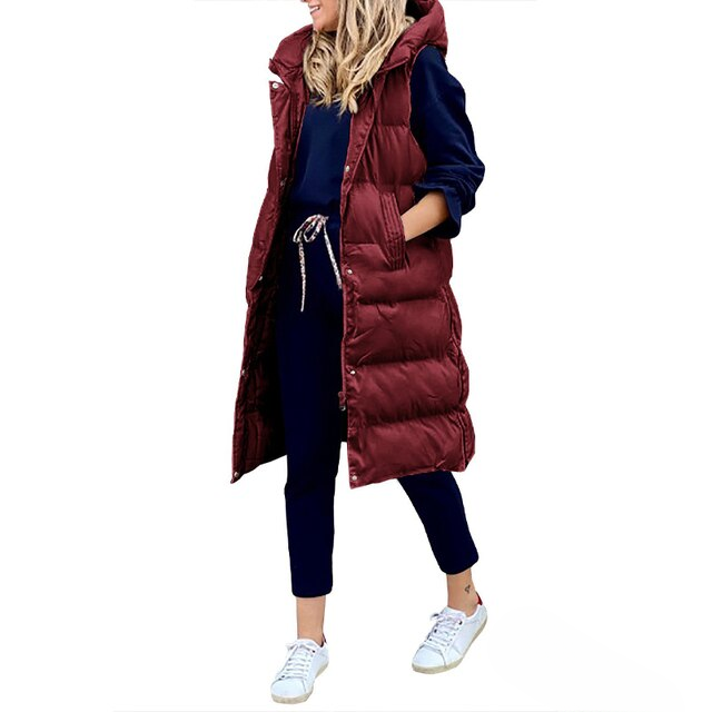 Brandy - Langer ärmelloser Wintermantel für Damen