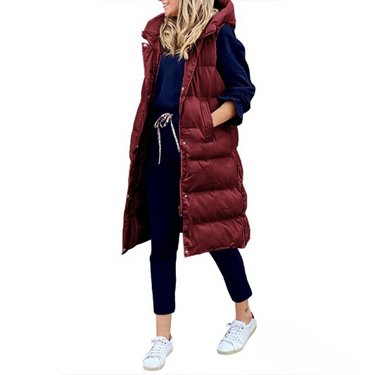 Brandy - Langer ärmelloser Wintermantel für Damen