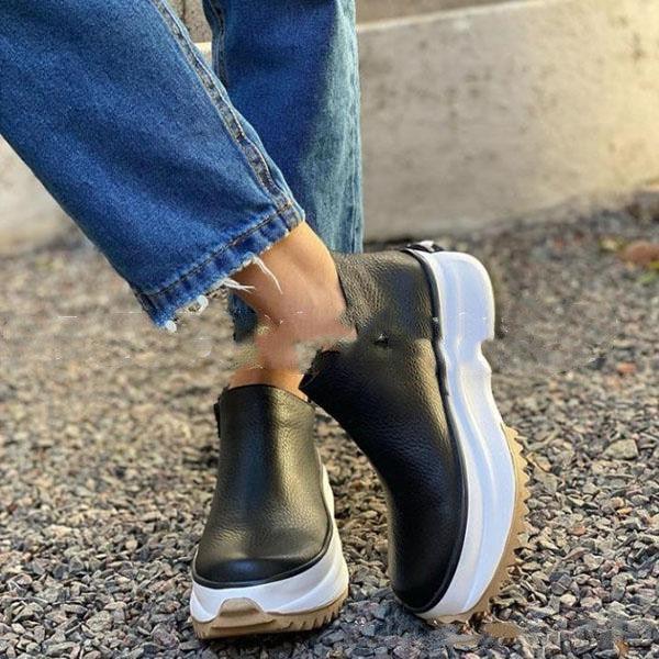 Stiefel mit dicker Sohle und Seitenreißverschluss für Herbst und Winter - Bequeme und trendige Schuhe
