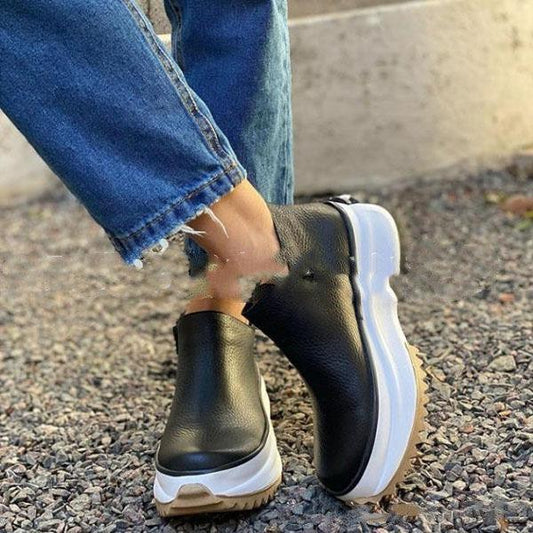 Stiefel mit dicker Sohle und Seitenreißverschluss für Herbst und Winter - Bequeme und trendige Schuhe
