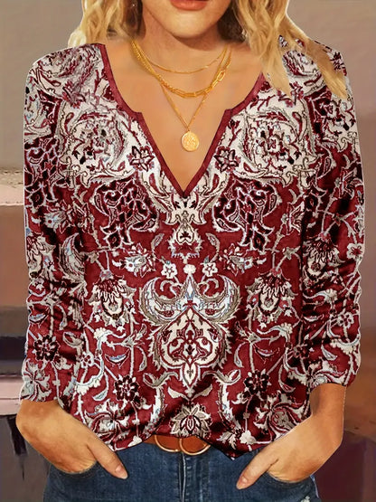 Cirene - Tunika mit arabischem Print, langen Ärmeln und Rundhalsausschnitt