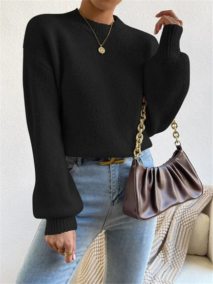 Amelie - Damenpullover mit langen Ärmeln und Stehkragen