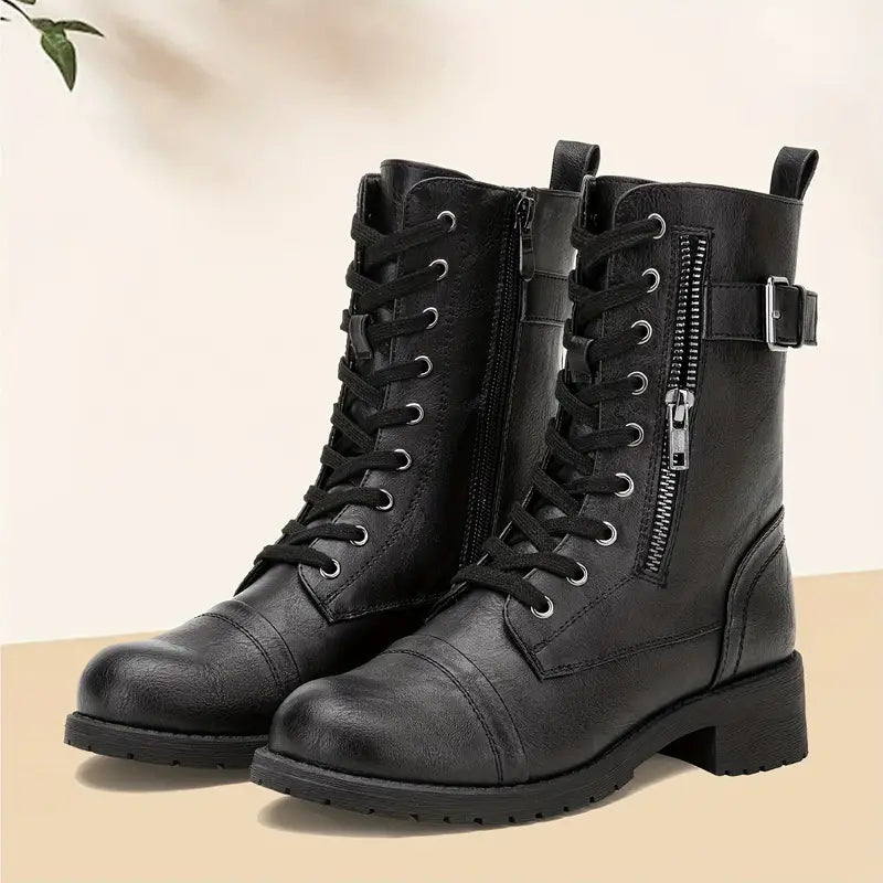 Modische Schnürstiefel mit Reißverschluss an der Seite