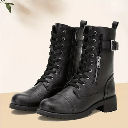Modische Schnürstiefel mit Reißverschluss an der Seite