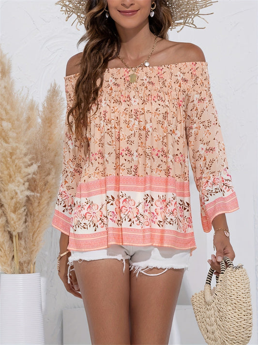 Alina - Bluse mit freien Schultern und Blumenmuster für Damen