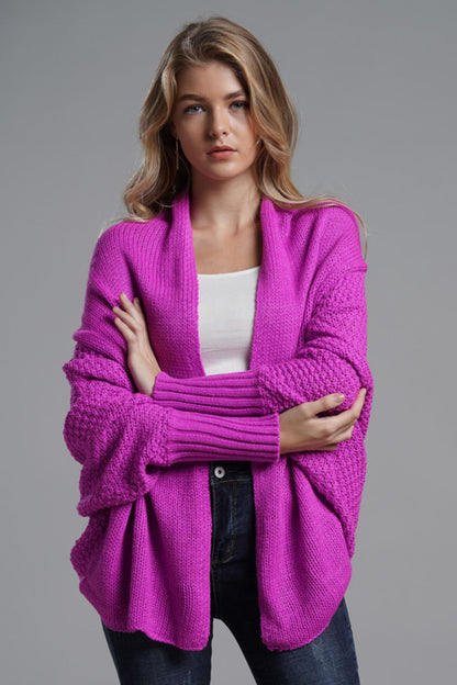 Liana - Lange offene Strickjacke mit Dolman-Ärmeln für Damen