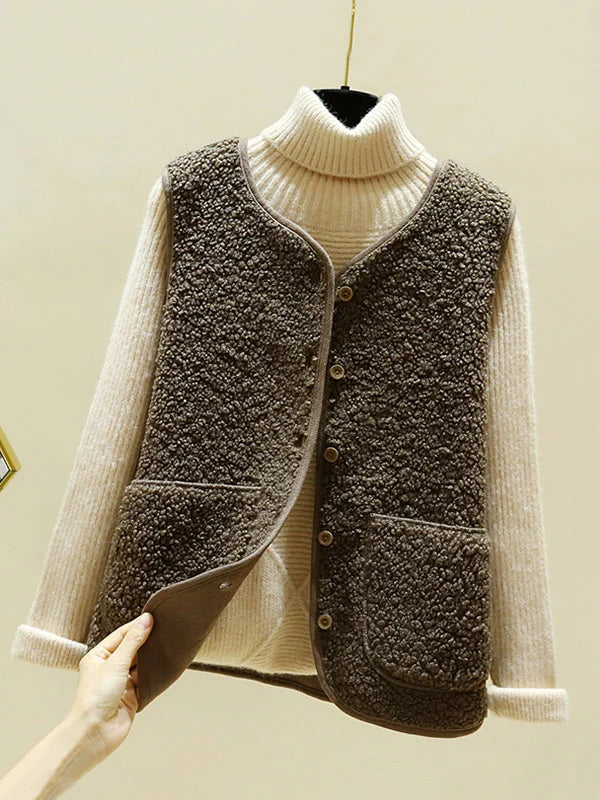 Linda - Warme ärmellose Strickjacke aus Lammwolle für Frauen
