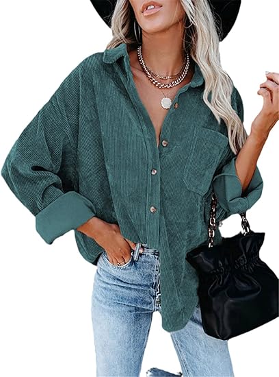 Übergroßes Cordhemd - Lange Ärmel & funktionelle Taschen