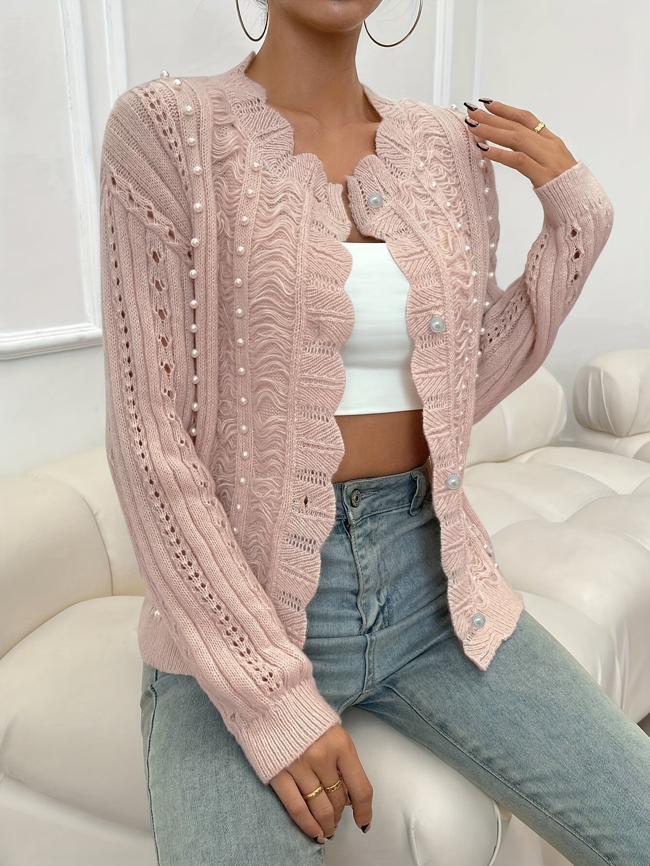 Lorain - Weiche, schicke Herbststrickjacke mit Knopfverschluss für Frauen