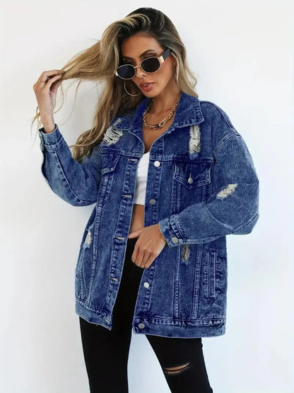 Trendy Oversized Denim Jacke für Frauen