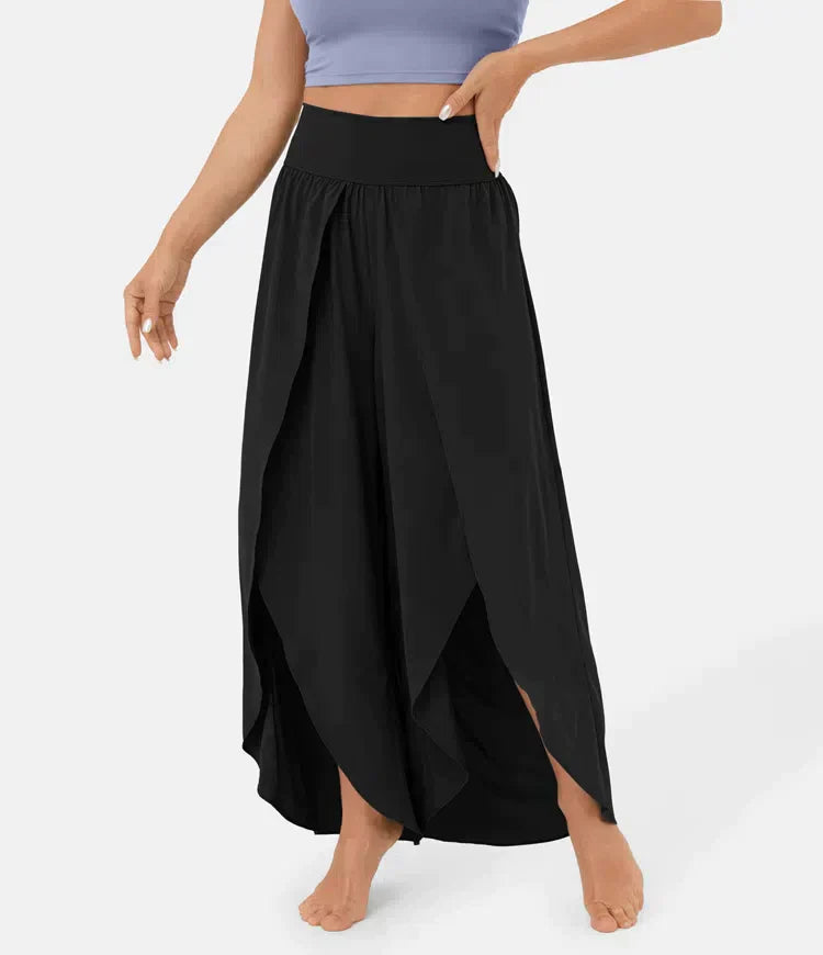 Palazzo-Hose-mit-geteilter-Pfeife-für-Damen
