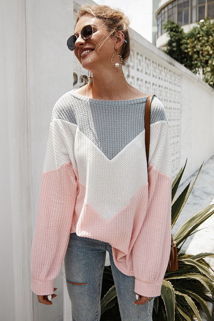 Strickpullover mit V-Streifen für Frauen