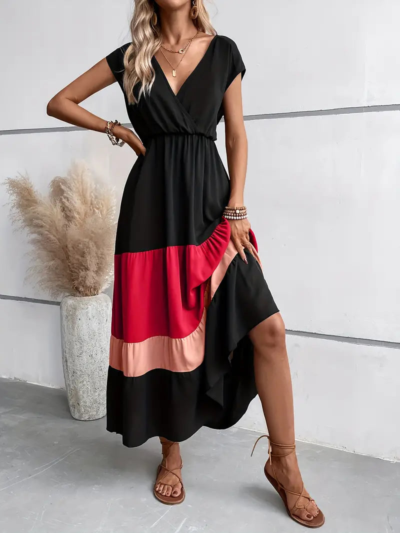 Edna - Plisseekleid mit Farbblöcken