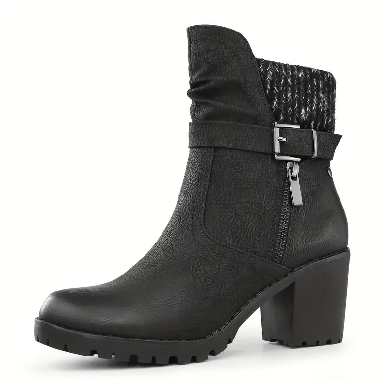 Stiefelette mit hohem Absatz und Reißverschluss, bequem für alle Jahreszeiten