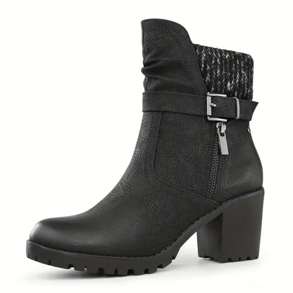 Stiefelette mit hohem Absatz und Reißverschluss, bequem für alle Jahreszeiten