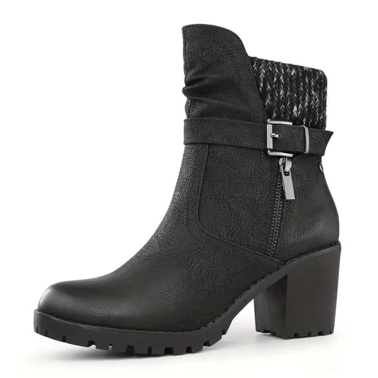Stiefelette mit hohem Absatz und Reißverschluss, bequem für alle Jahreszeiten
