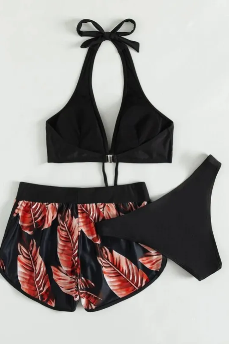 Ava | 3-teiliges Bikini-Set mit Blattdruck für Damen