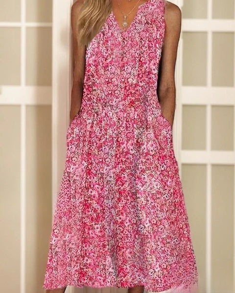 Maxikleid in lockerer Passform mit Blumenmuster und V-Ausschnitt