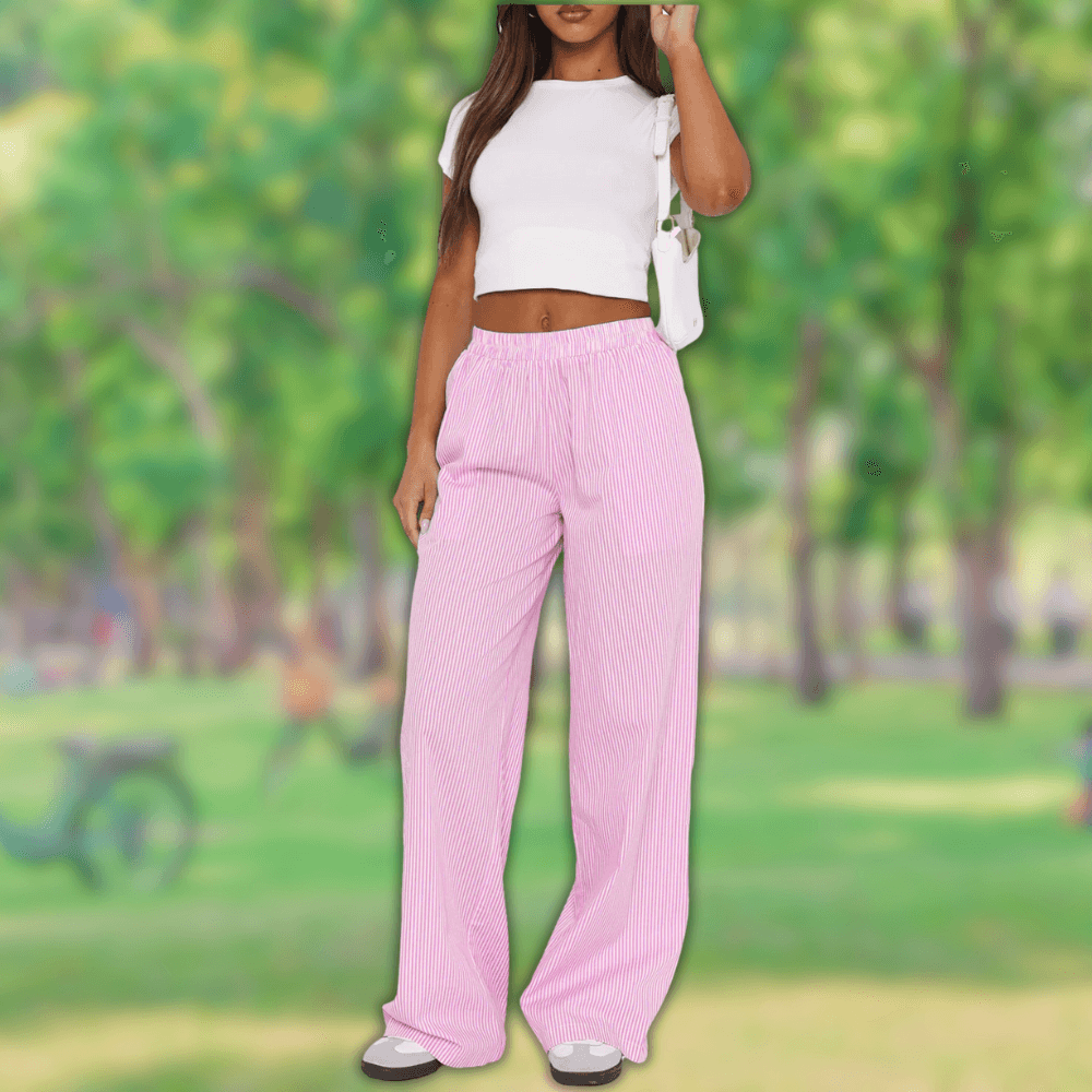 Hose mit weitem Bein - Streifen - Bequeme Passform - Sommerlicher Anlass
