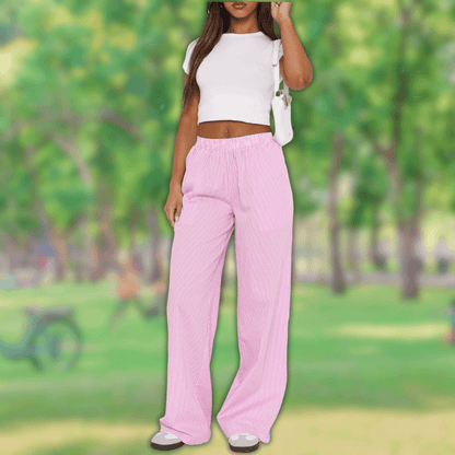 Hose mit weitem Bein - Streifen - Bequeme Passform - Sommerlicher Anlass