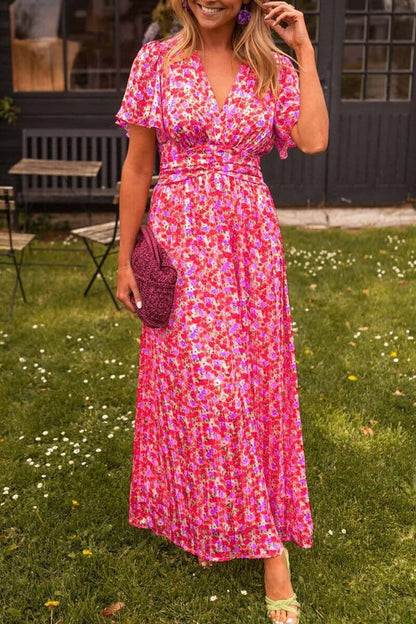 Elegantes langes Kleid mit V-Ausschnitt für Damen für Sommerpartys