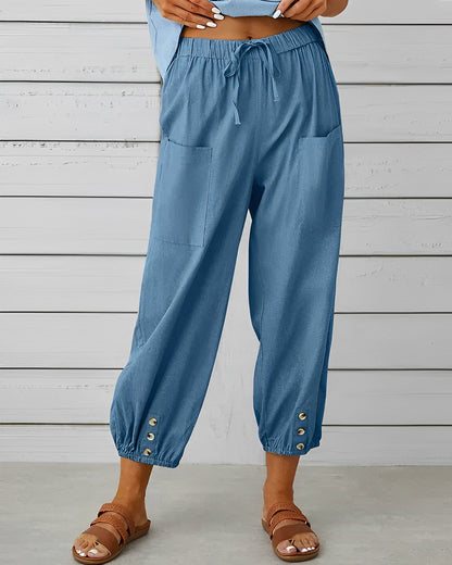 Weite Hosen-mit-hoher-Taille