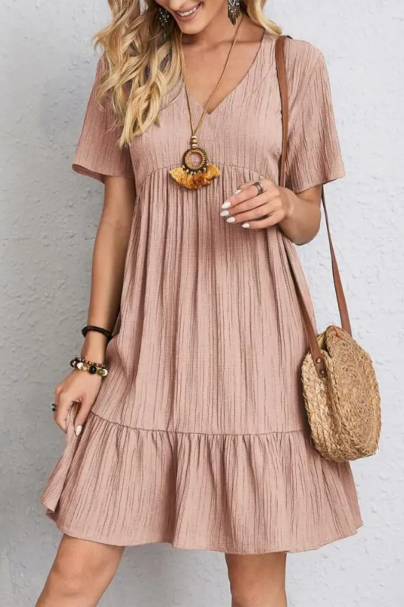 Chloe | Damen V-Ausschnitt Rüschenkleid