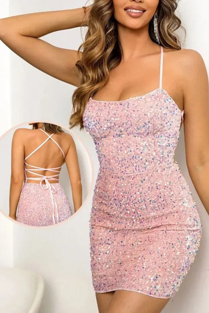 Colette | Damen Pailletten-Slip-Kleid