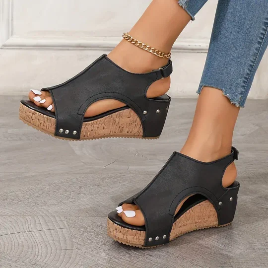 Shana - Retro-Sandalen mit Keilabsatz für Frauen