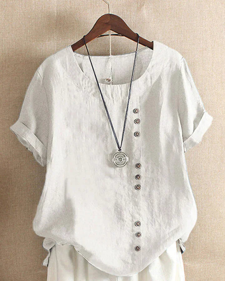 Carmella | Stylische Bluse mit Rundhalsausschnitt und Knöpfen