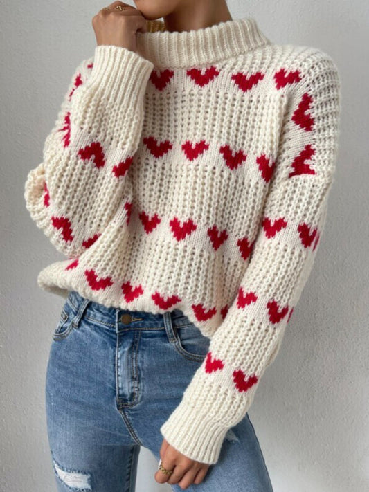 Klara - Strickpullover Beige Rot für Frauen