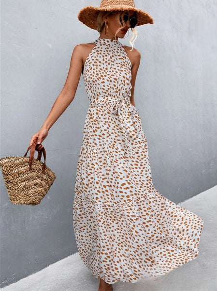 Bestseller-Overallkleid mit Trägern und halbhohem Ausschnitt mit wellenförmigem Punktprint