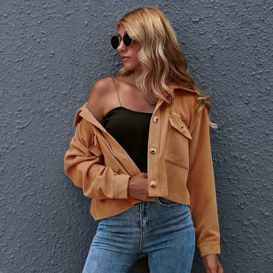 Amelia - lässige Crop-Cord-Jacke