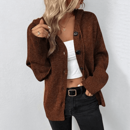 Warme Damen Strickjacke mit Knopf
