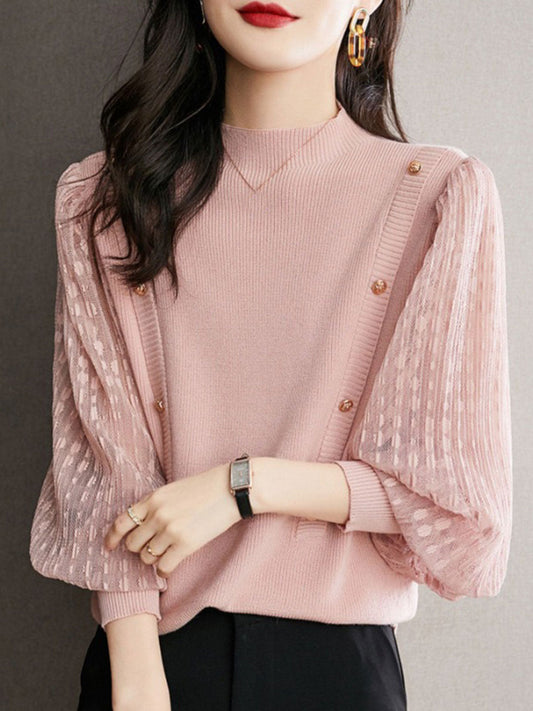 Celestia Top | Damen Strick-Top mit Laternenärmeln