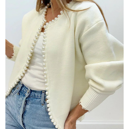 Elegante Damen Strickjacke mit Perlen