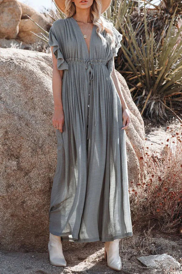 Kleid Fairy Air mit V-Ausschnitt und Rüschenärmeln