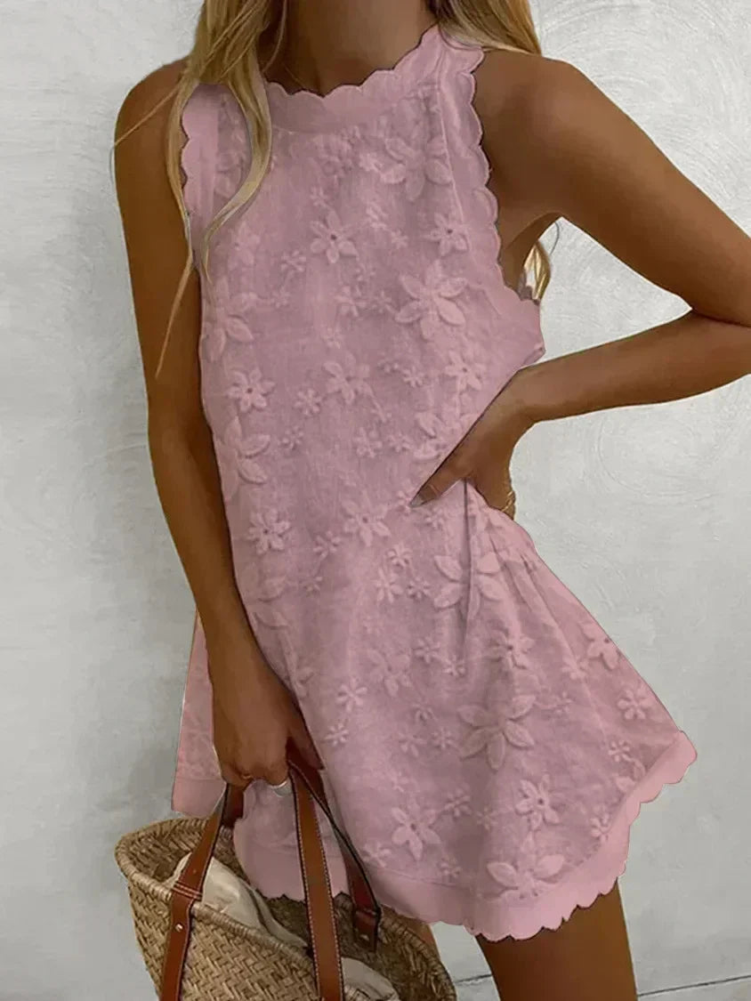 Dellona - Lässiges ärmelloses Spitzenkleid für Frauen