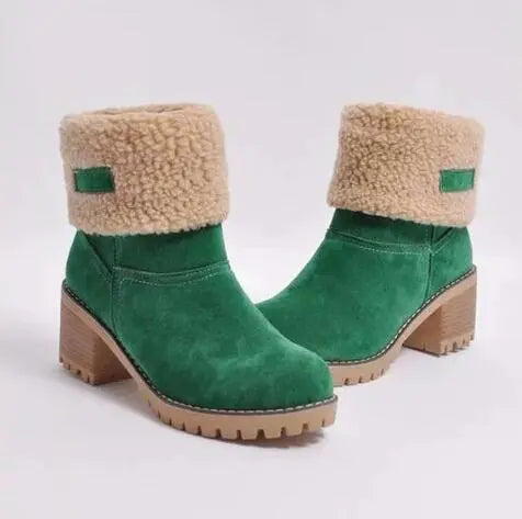 Winterstiefel für Frauen mit niedrigem Absatz und modernem Stil