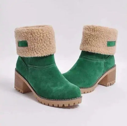 Winterstiefel für Frauen mit niedrigem Absatz und modernem Stil