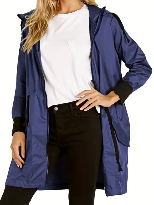 Winddichte Damenjacke mit Kapuze und Kordelzug