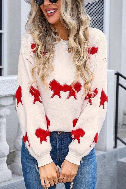 Elise - Strickpullover mit Rundhalsausschnitt und Schleife für Frauen