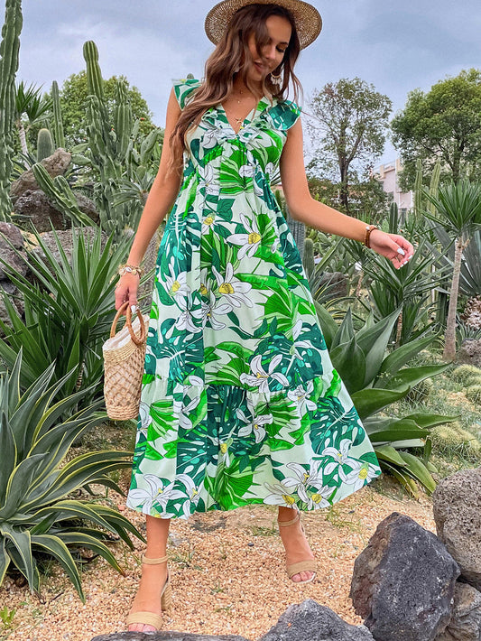 Abendkleid mit Print und Taillierung
